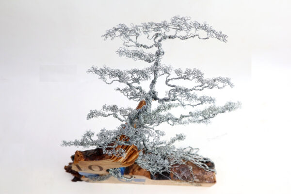 ezüst bonsai gravírozott céges drótfa ajándék.4