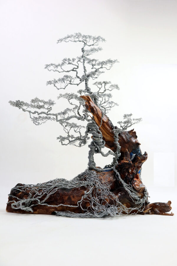 ezüst bonsai gravírozott céges drótfa ajándék.5