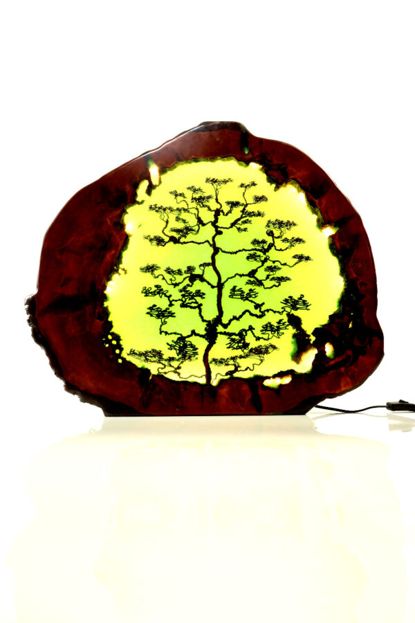 zöld epoxy zöld rafiki gyanta led lámpa bonsai fa 133.2